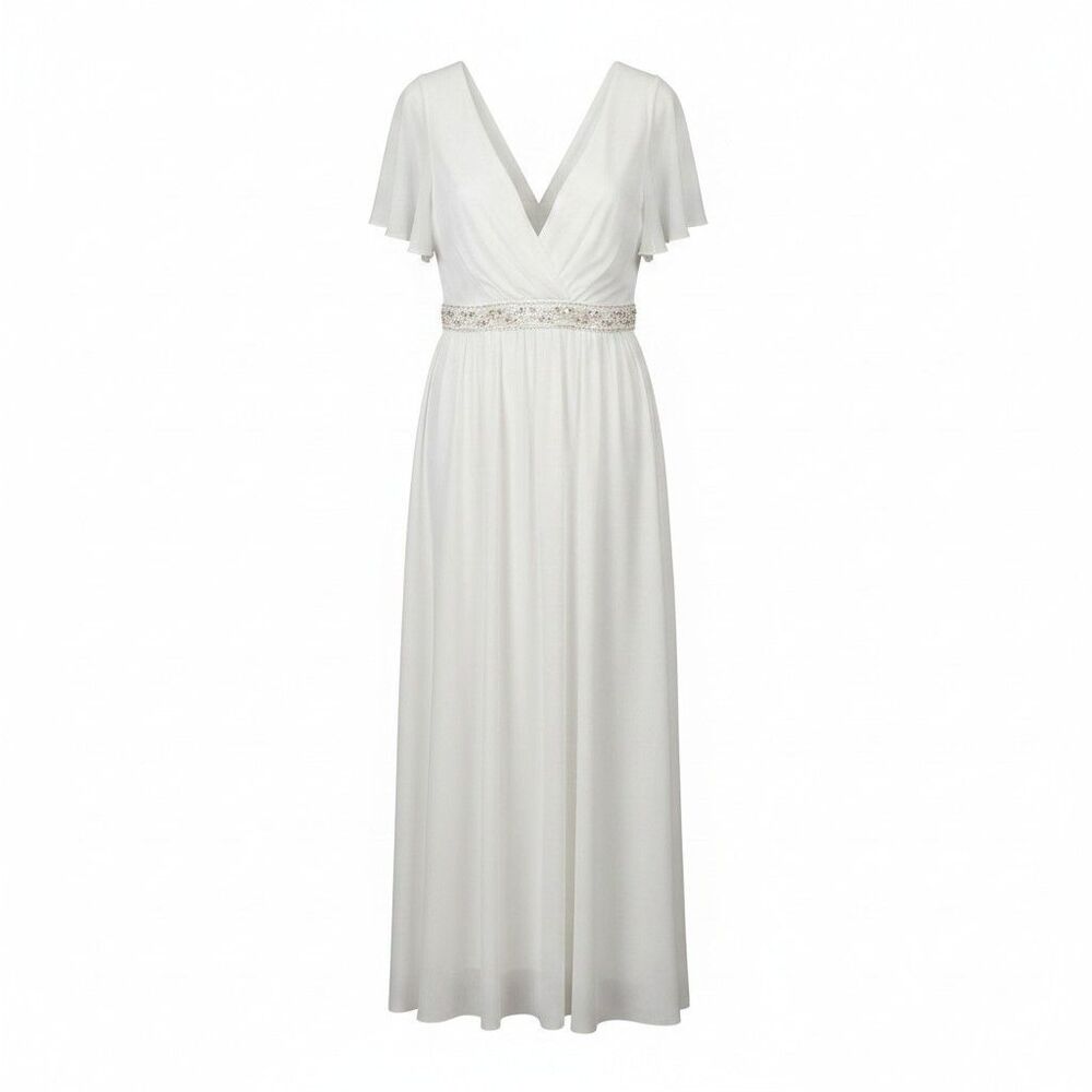Torrid Ever After Bridal Maxi Mesh Empire Waist Gown, Cloud Dancer White, NWT 10 - Picture 2 of 11